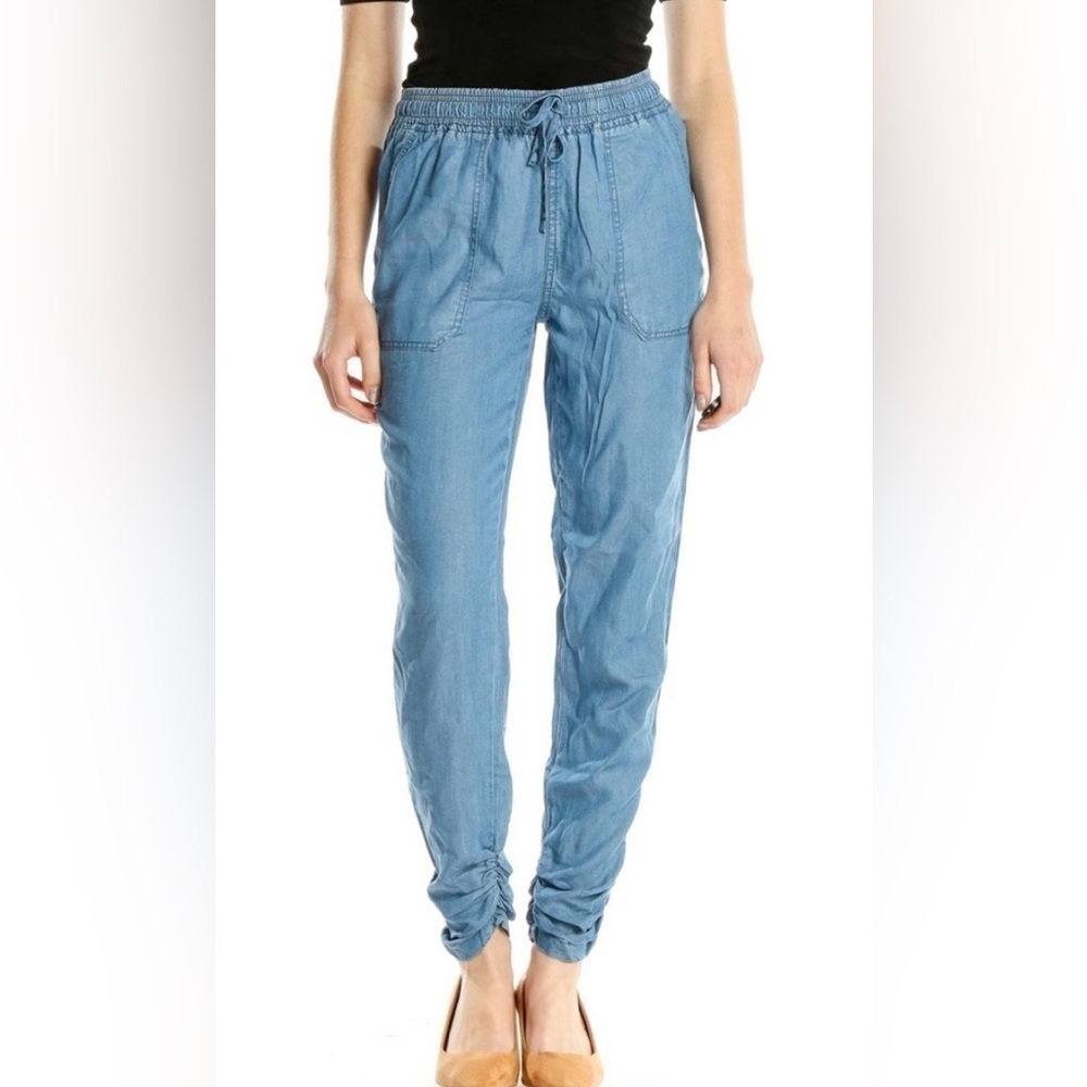 Thread & Supply - Size M - Chambray Ruched Denim Ankle - Jogger Drawstring Waist